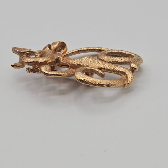 VTG Brooch Cat Lover GoldTone Sitting Cute Whimsy Gift Ladies Mom Girlfriend Pin - Picture 11 of 11